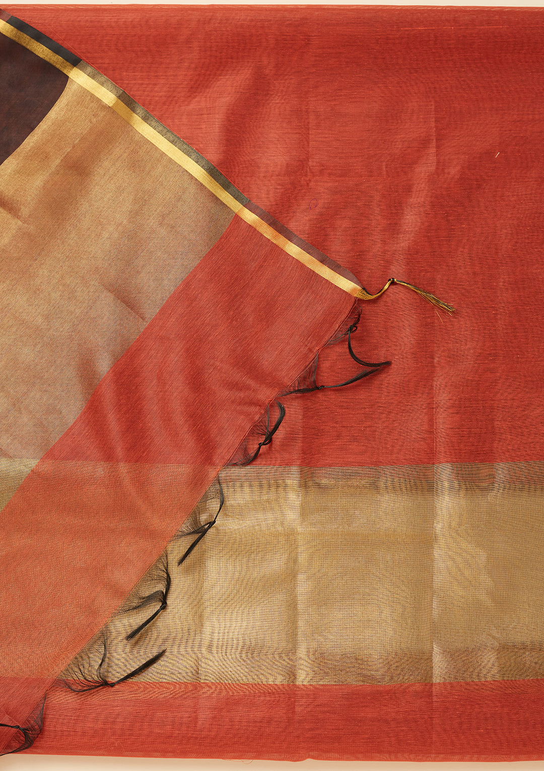 Rust Zariwork (Gold) Tissue Unstitched Salwar Suit