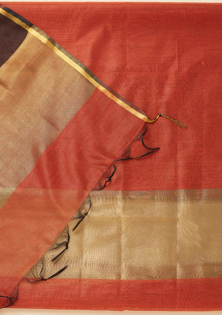 Rust Zariwork (Gold) Tissue Unstitched Salwar Suit