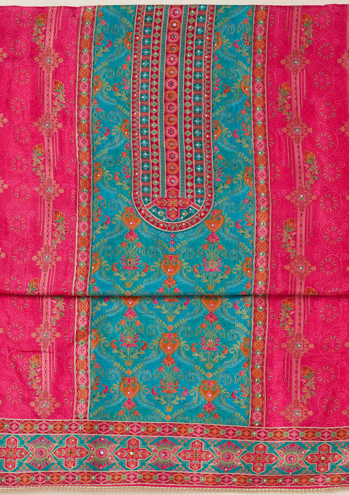 Rama Green Zariwork Dola Silk Unstitched Salwar Suit