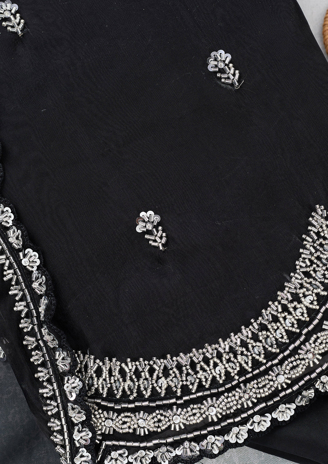 Black Cutdana Tissue Unstitched Salwar Suit