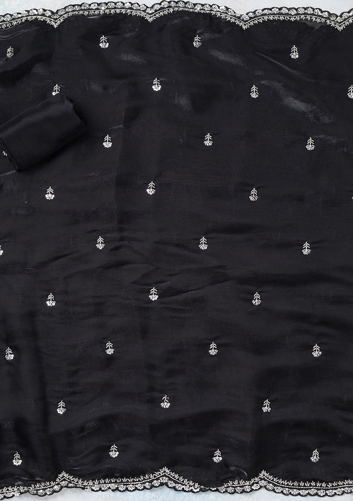 Black Cutdana Tissue Unstitched Salwar Suit
