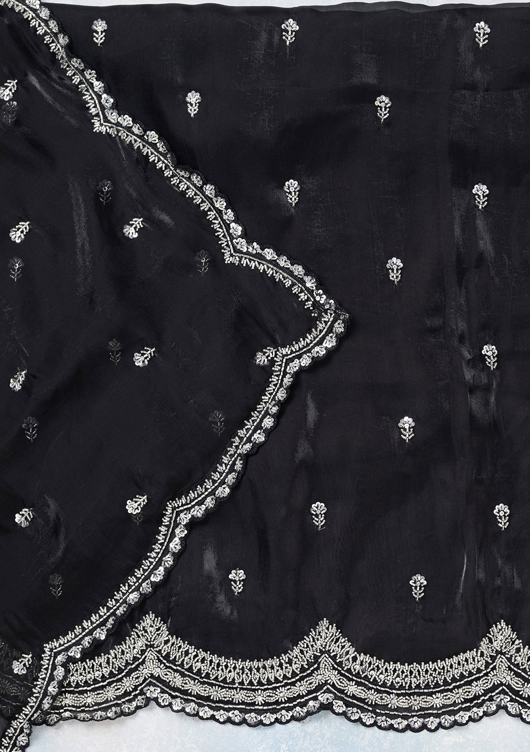Black Cutdana Tissue Unstitched Salwar Suit