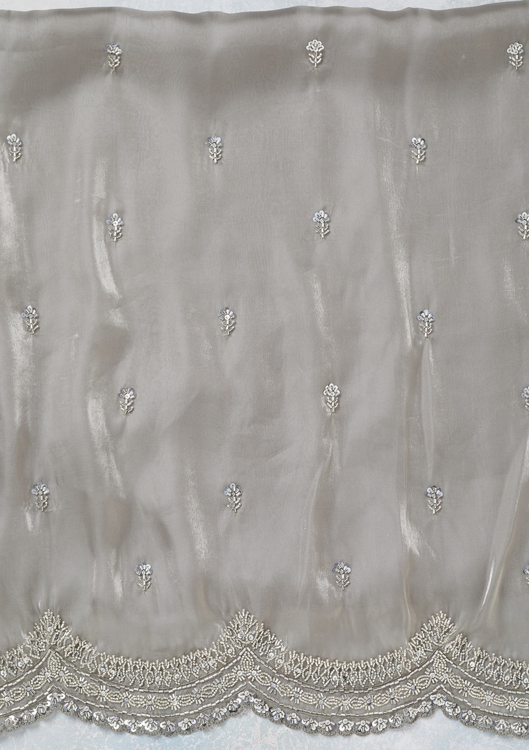 Light Grey Cutdana Tissue Unstitched Salwar Suit