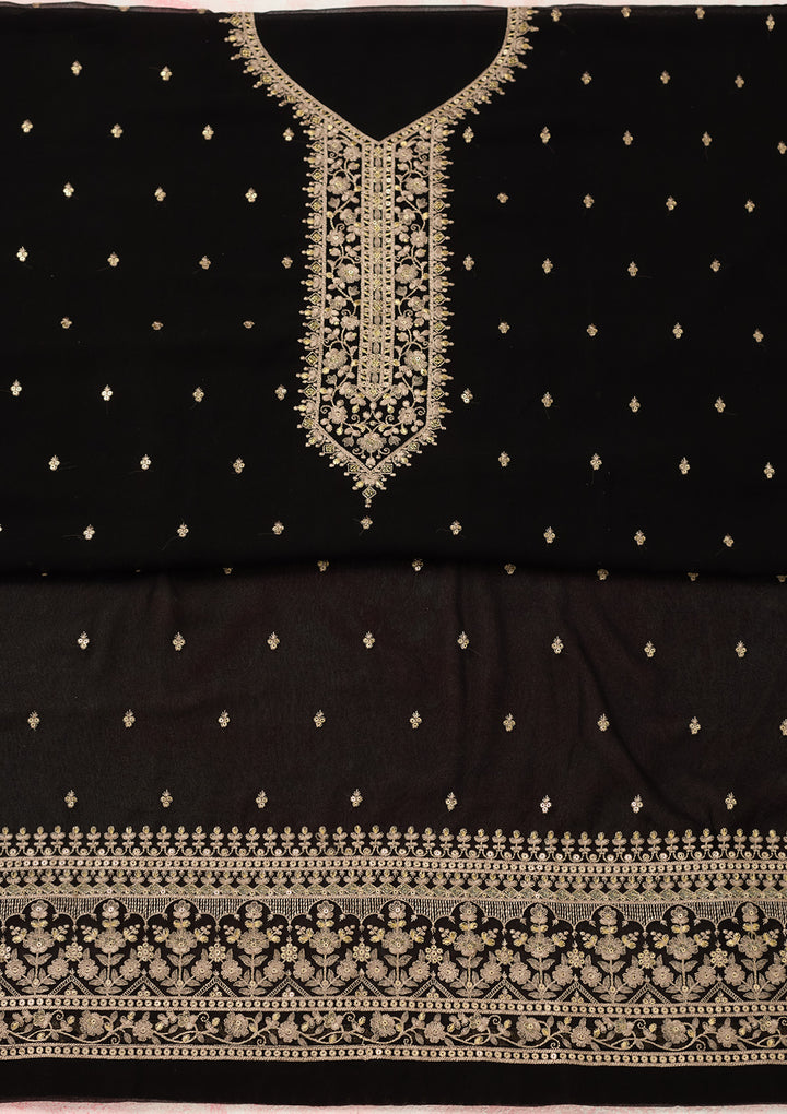 Black Threadwork Georgette Unstitched Salwar Suit