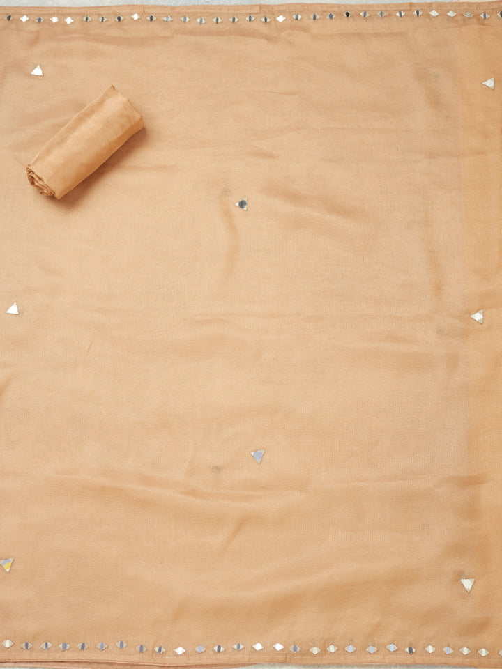 Light Brown Mirrorwork Tissue Unstitched Salwar Suit