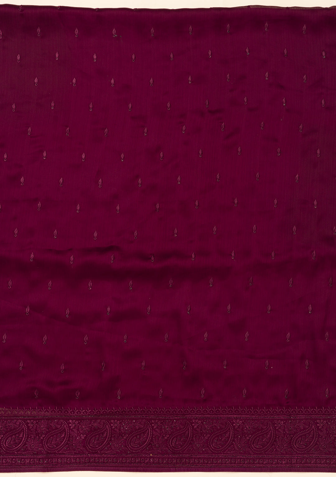 Wine Swarovski Semi Crepe Unstitched Salwar Suit