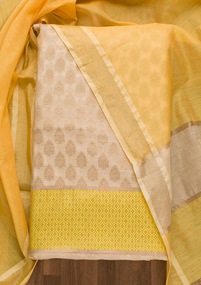 Gold Zariwork Brocade Unstitched Salwar Suit