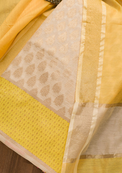 Gold Zariwork Brocade Unstitched Salwar Suit