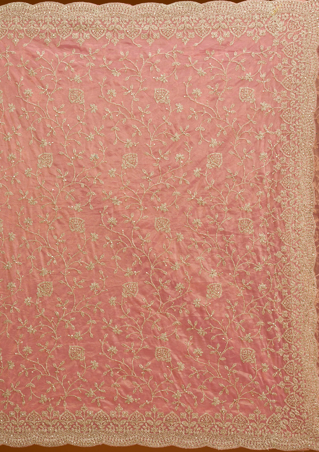 Baby Pink Sequins Tissue Saree