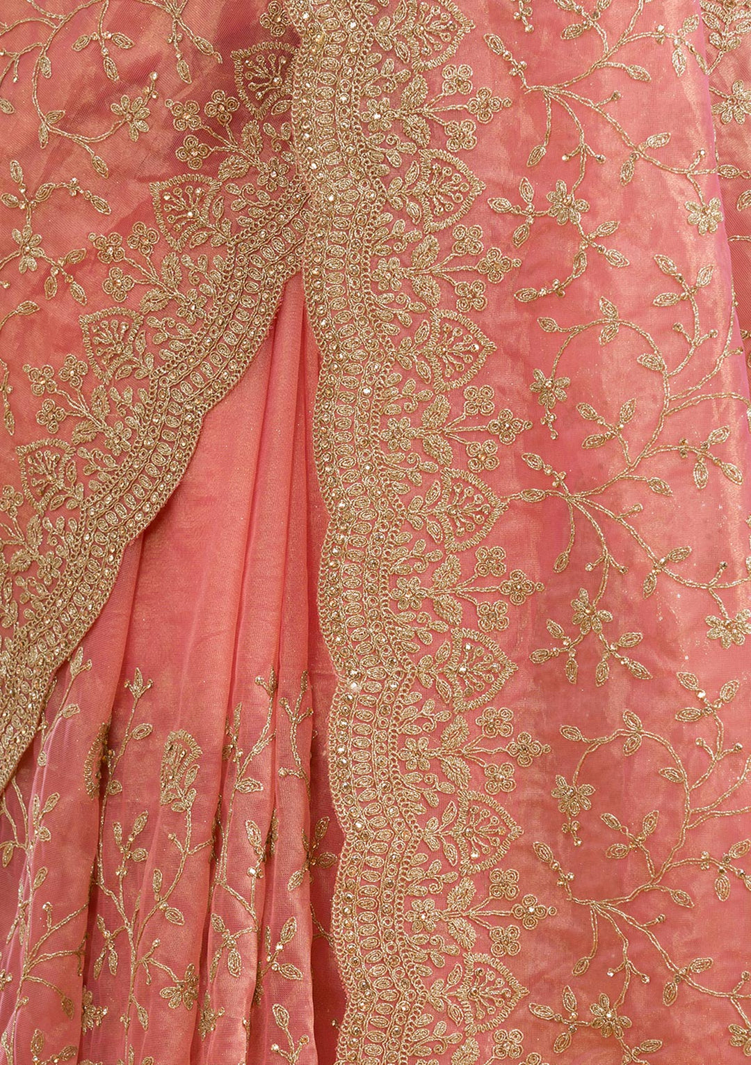 Baby Pink Sequins Tissue Saree