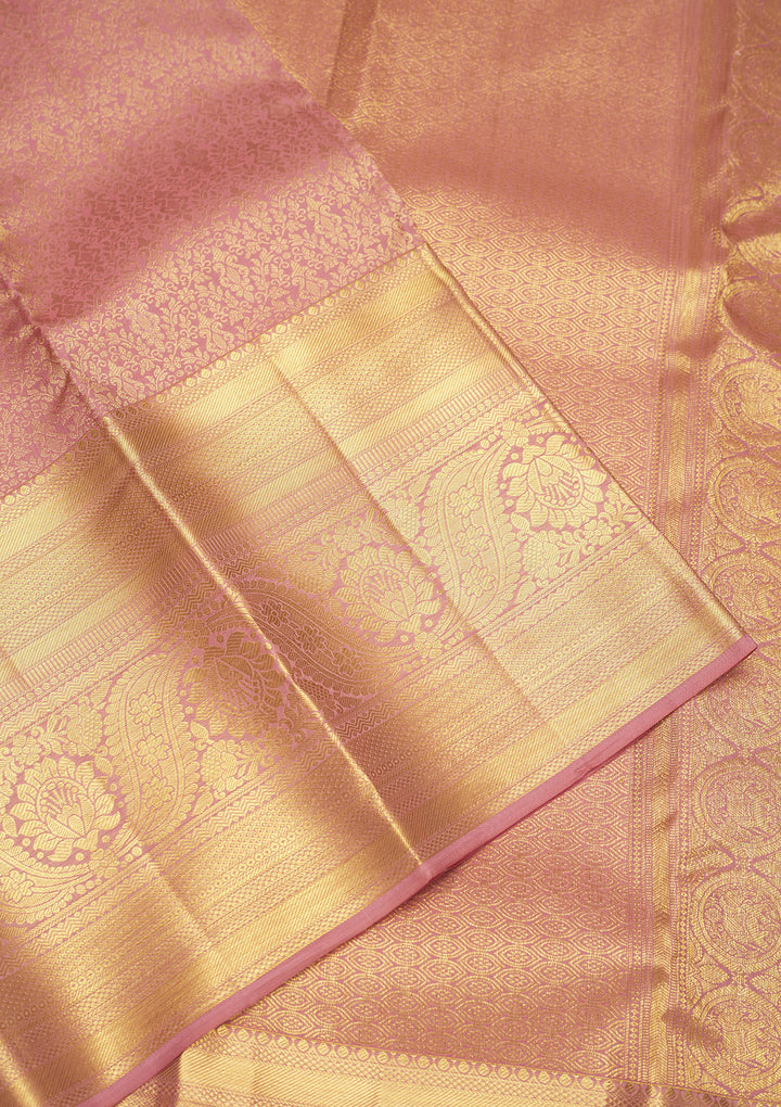 Baby Pink Zariwork Pure Silk Saree