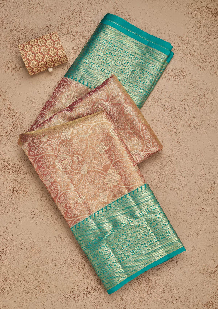 Baby Pink Zariwork Pure Silk Saree