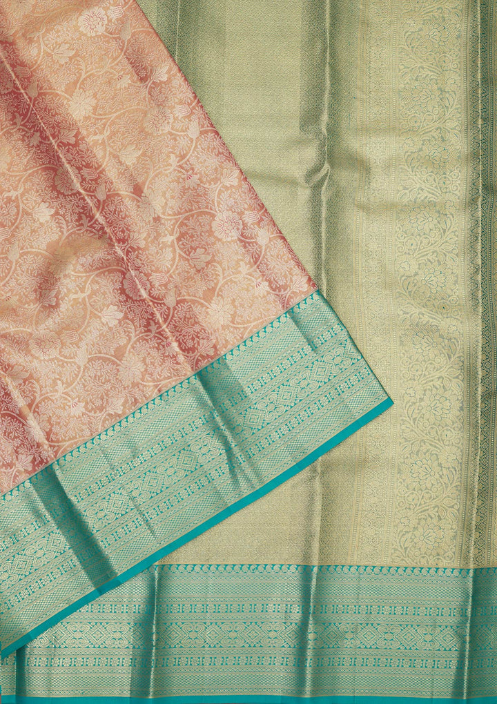 Baby Pink Zariwork Pure Silk Saree