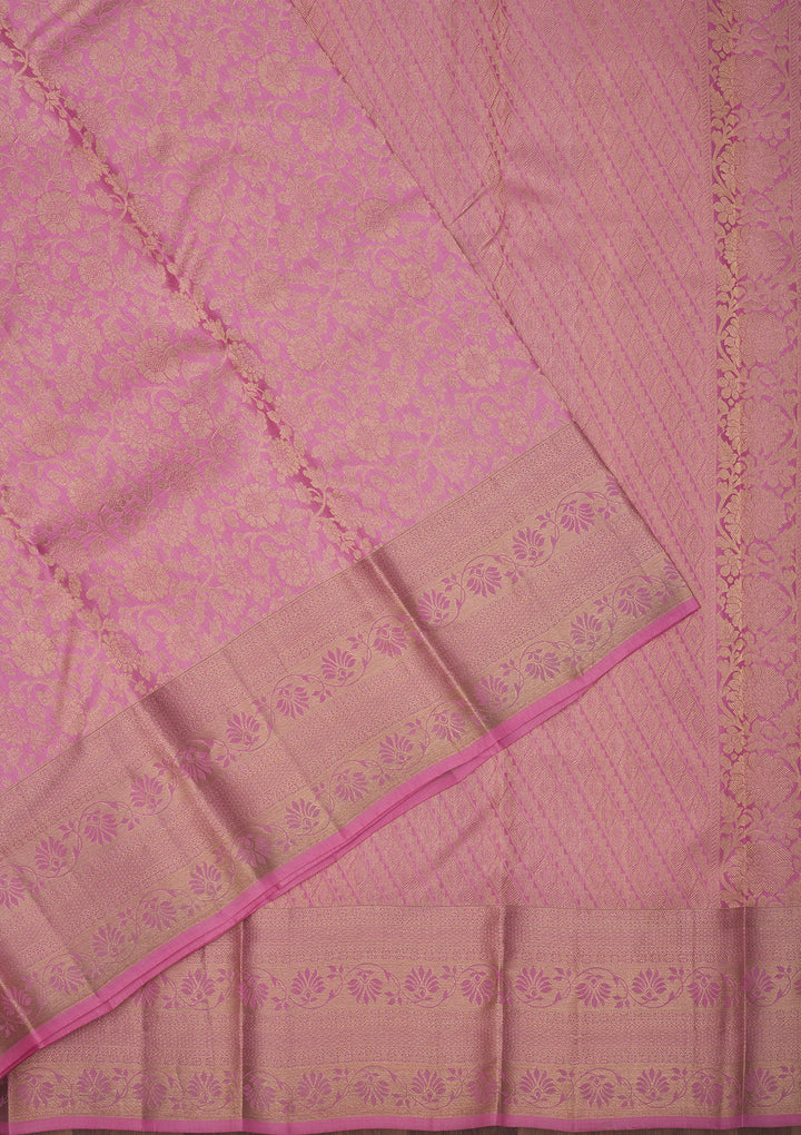 Baby Pink Zariwork Pure Silk Saree