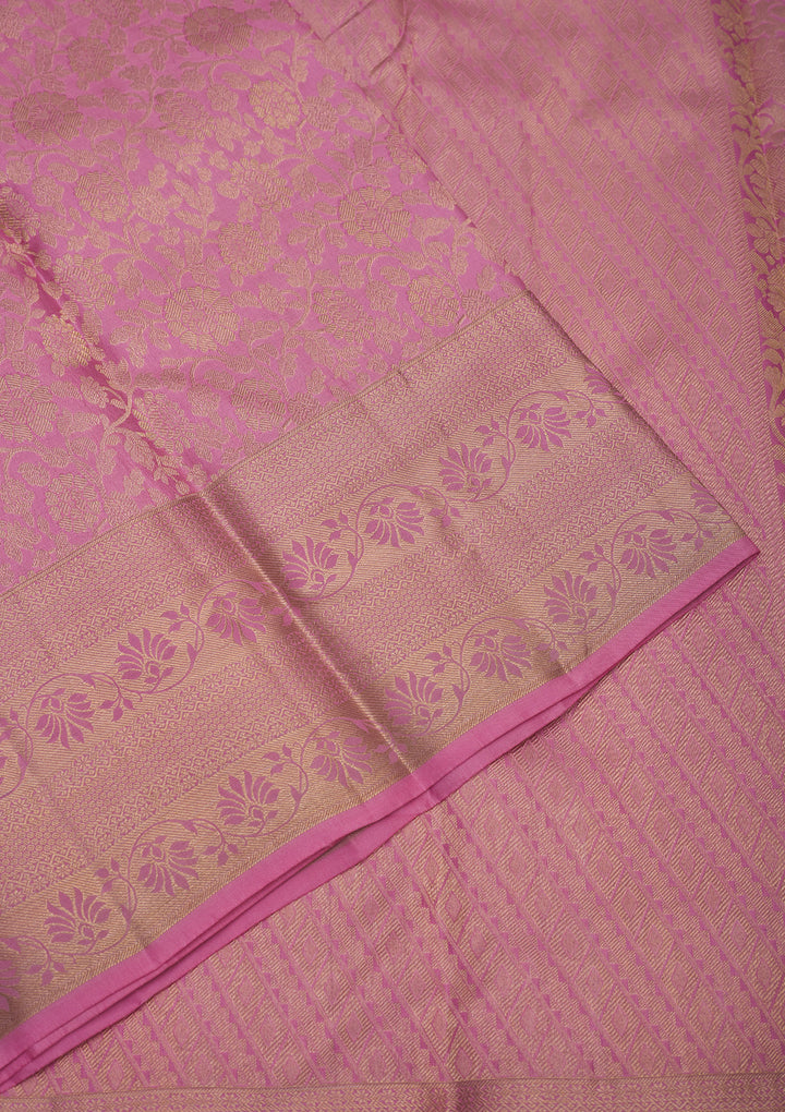 Baby Pink Zariwork Pure Silk Saree