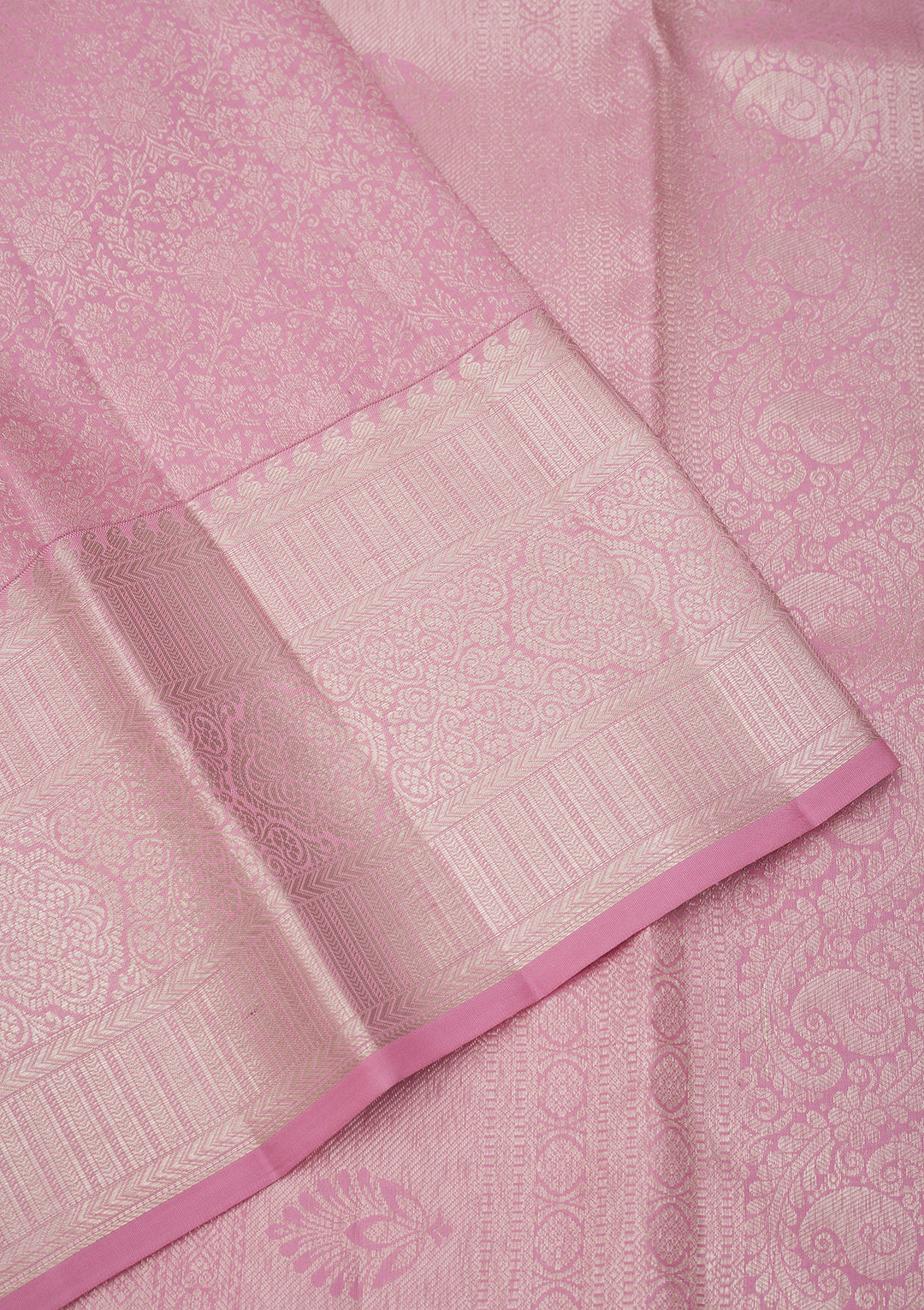 Baby Pink Zariwork Pure Silk Saree