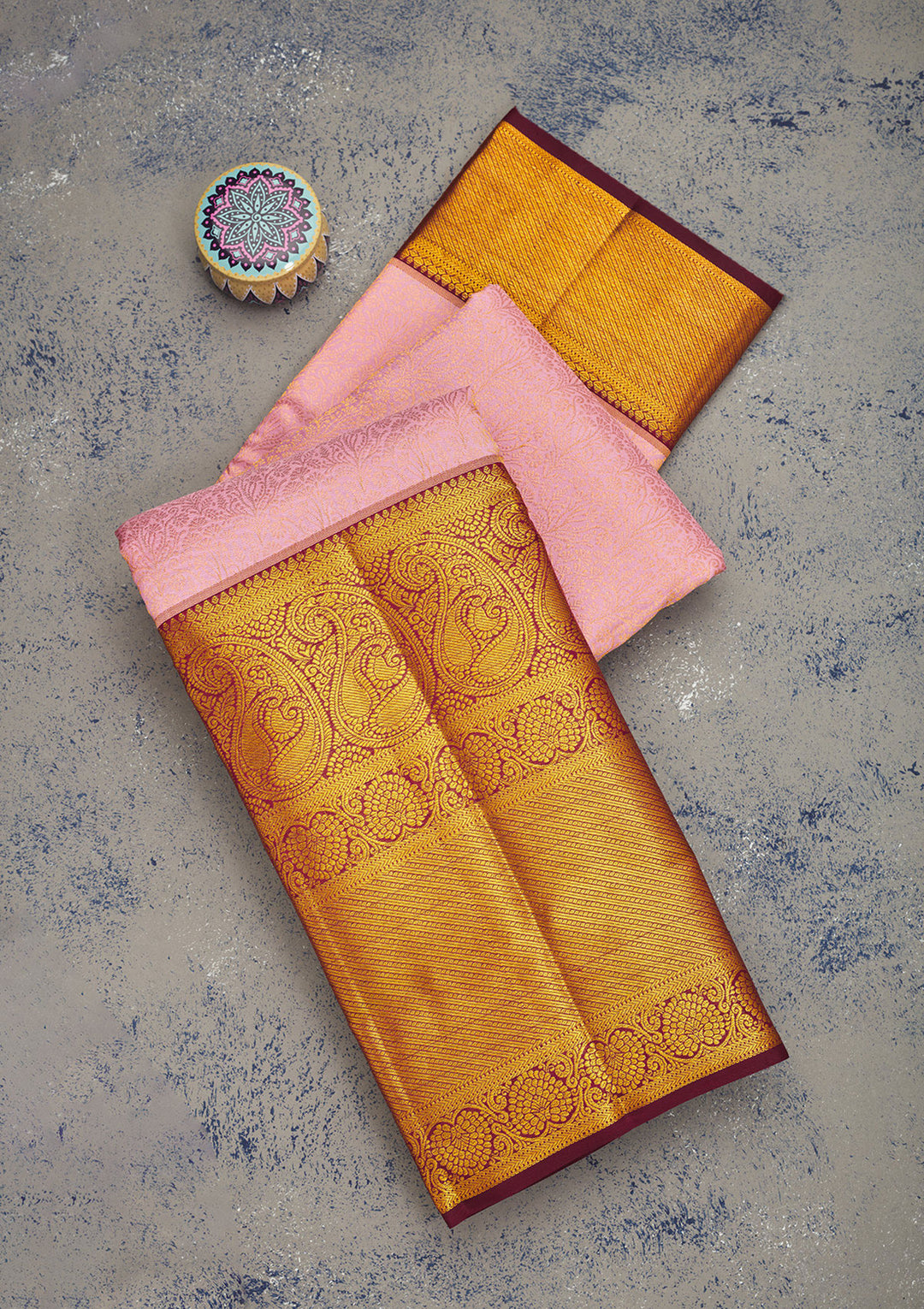 Baby Pink Zariwork Pure Silk Saree