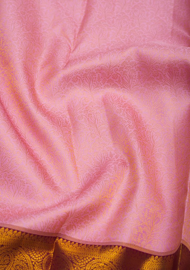 Baby Pink Zariwork Pure Silk Saree