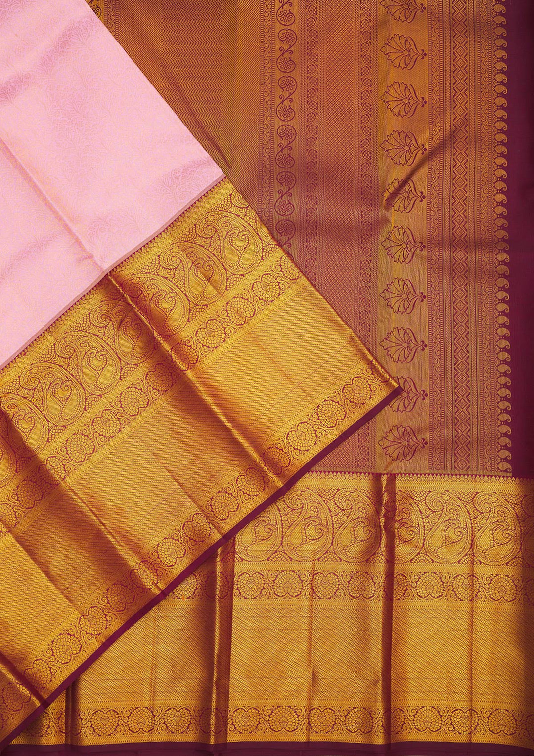 Baby Pink Zariwork Pure Silk Saree