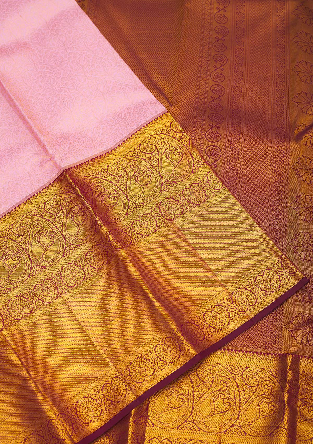 Baby Pink Zariwork Pure Silk Saree