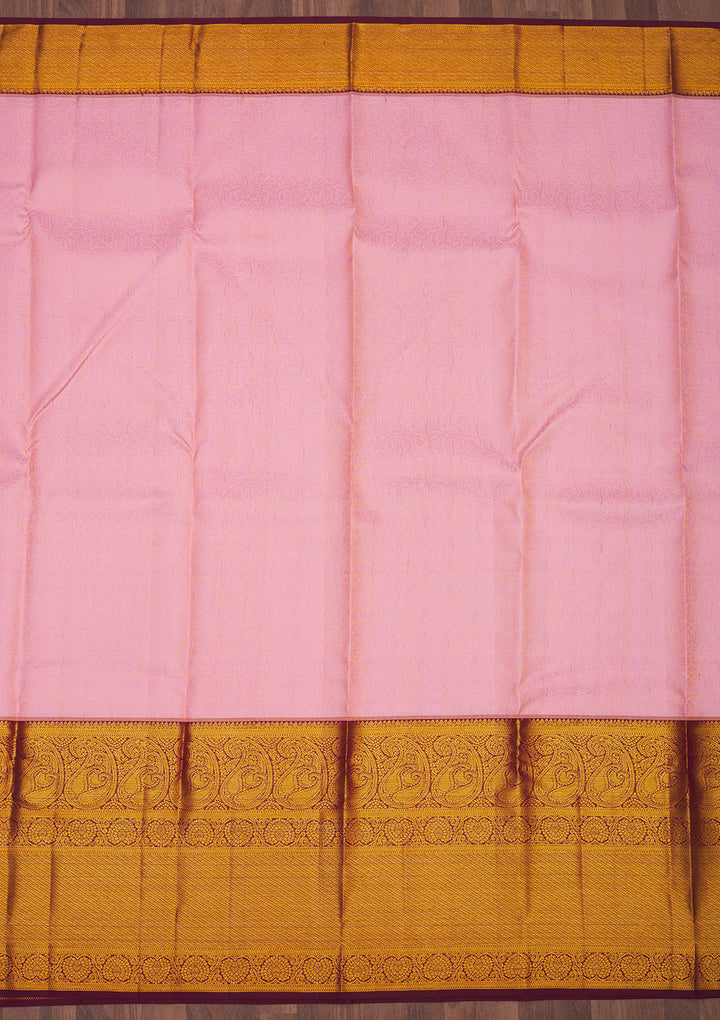 Baby Pink Zariwork Pure Silk Saree