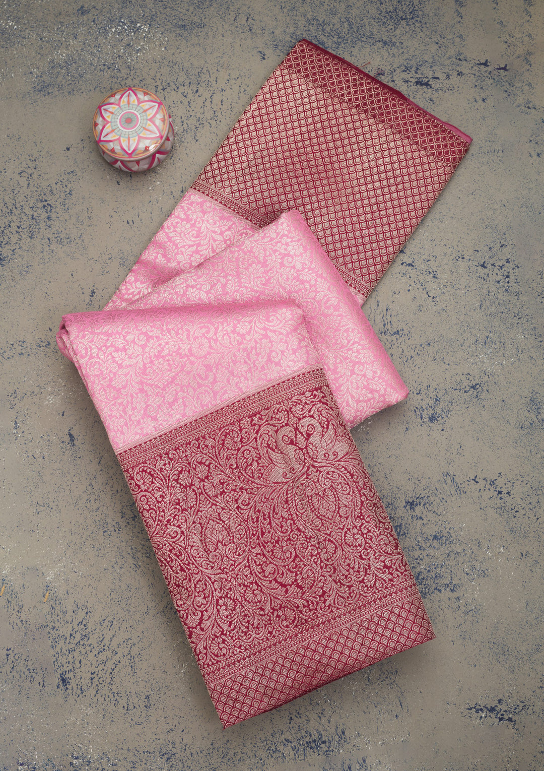 Baby Pink Zariwork Pure Silk Saree