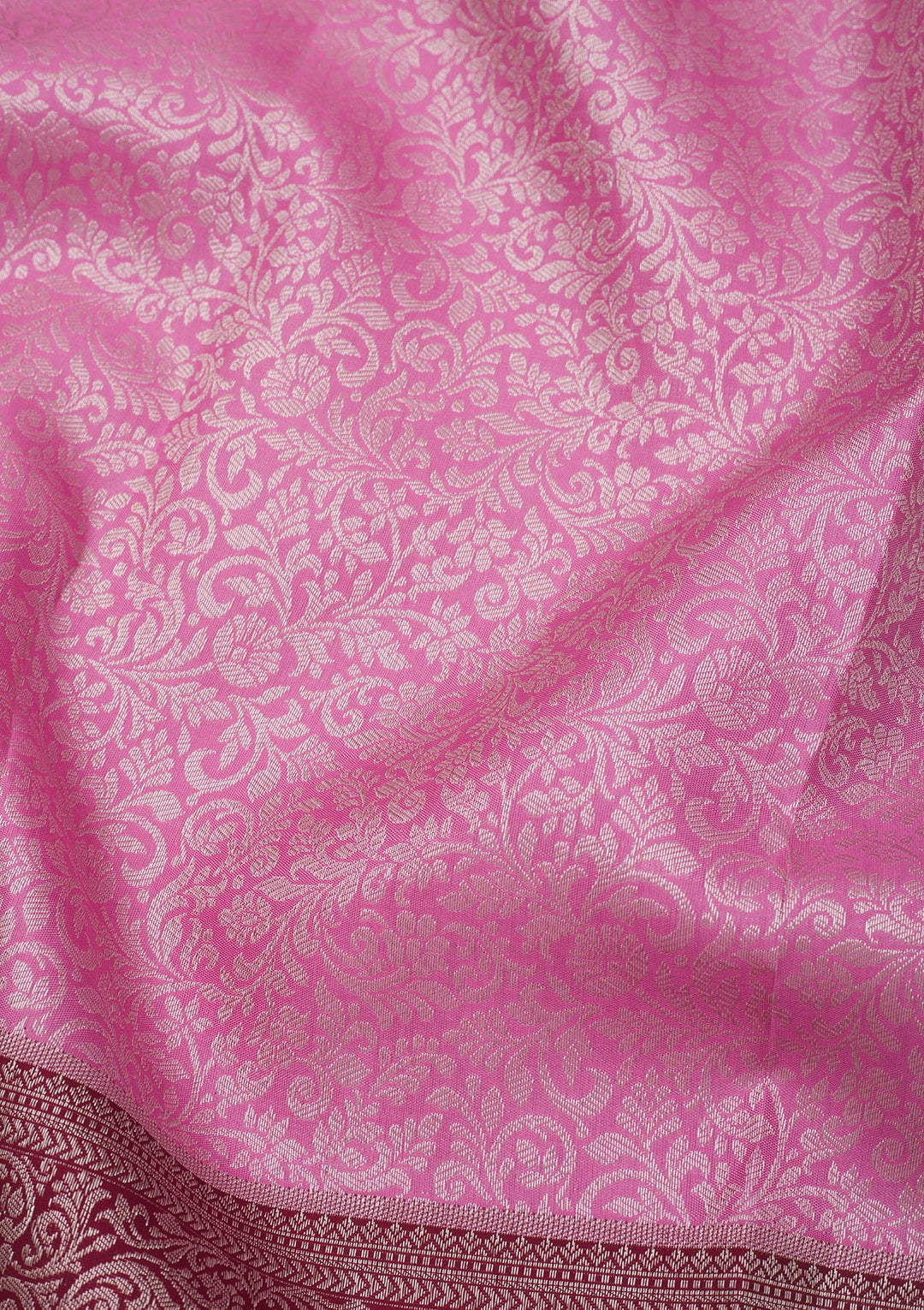 Baby Pink Zariwork Pure Silk Saree