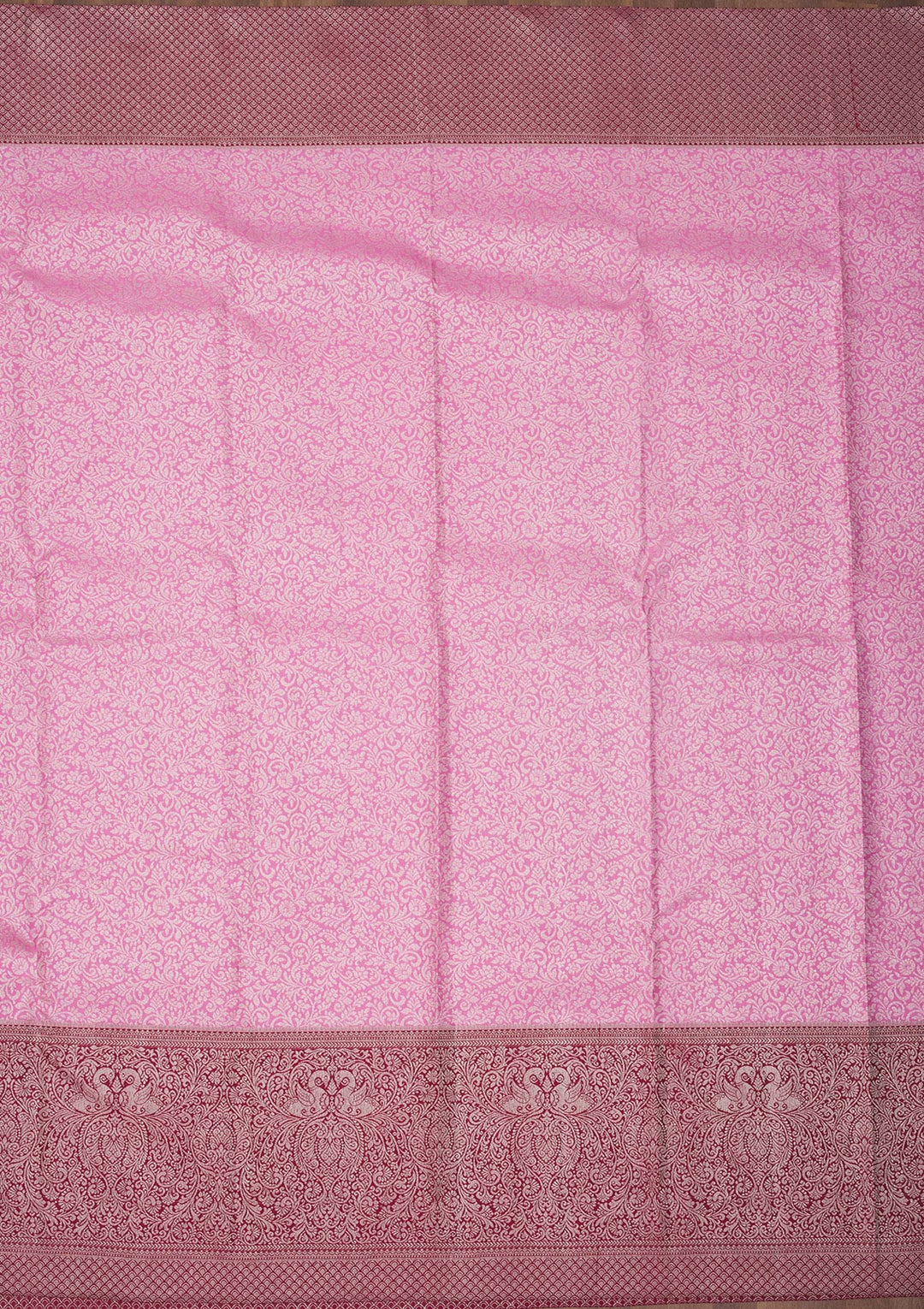 Baby Pink Zariwork Pure Silk Saree