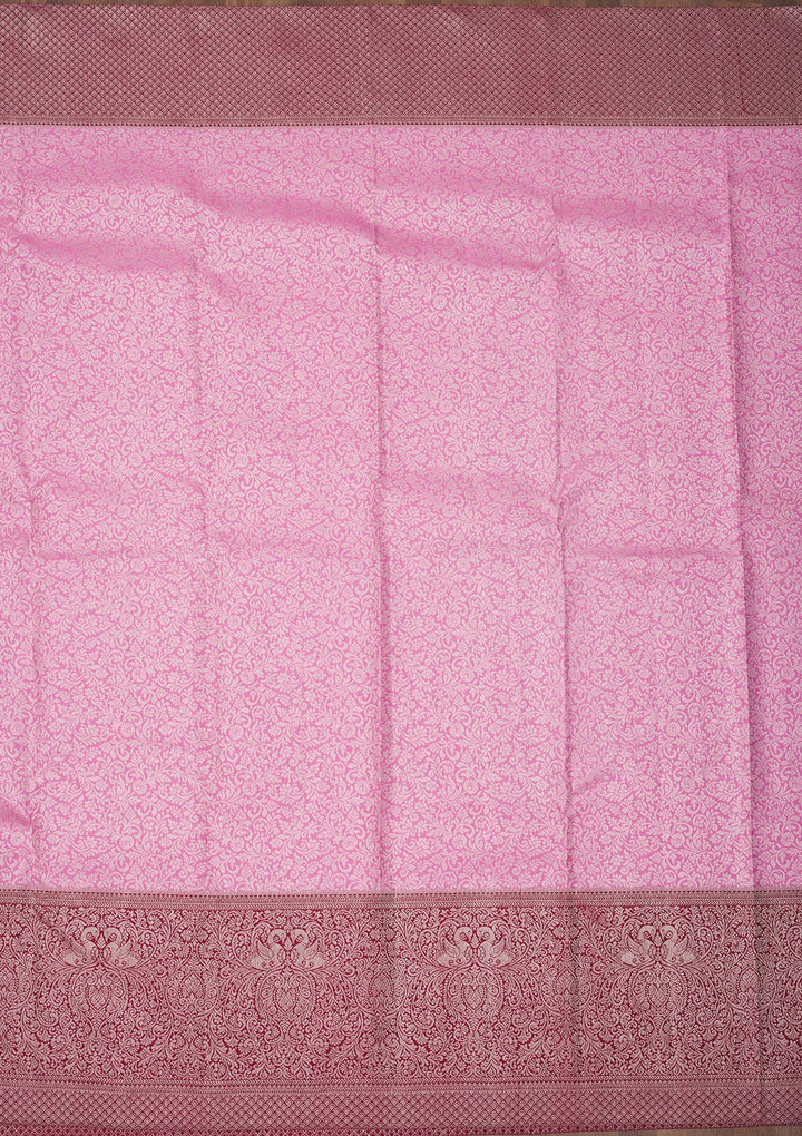 Baby Pink Zariwork Pure Silk Saree
