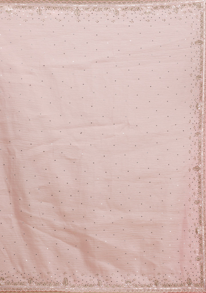 Baby Pink Cutdana Georgette Saree