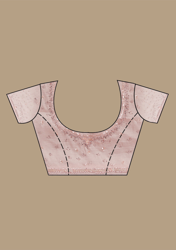 Baby Pink Cutdana Georgette Saree