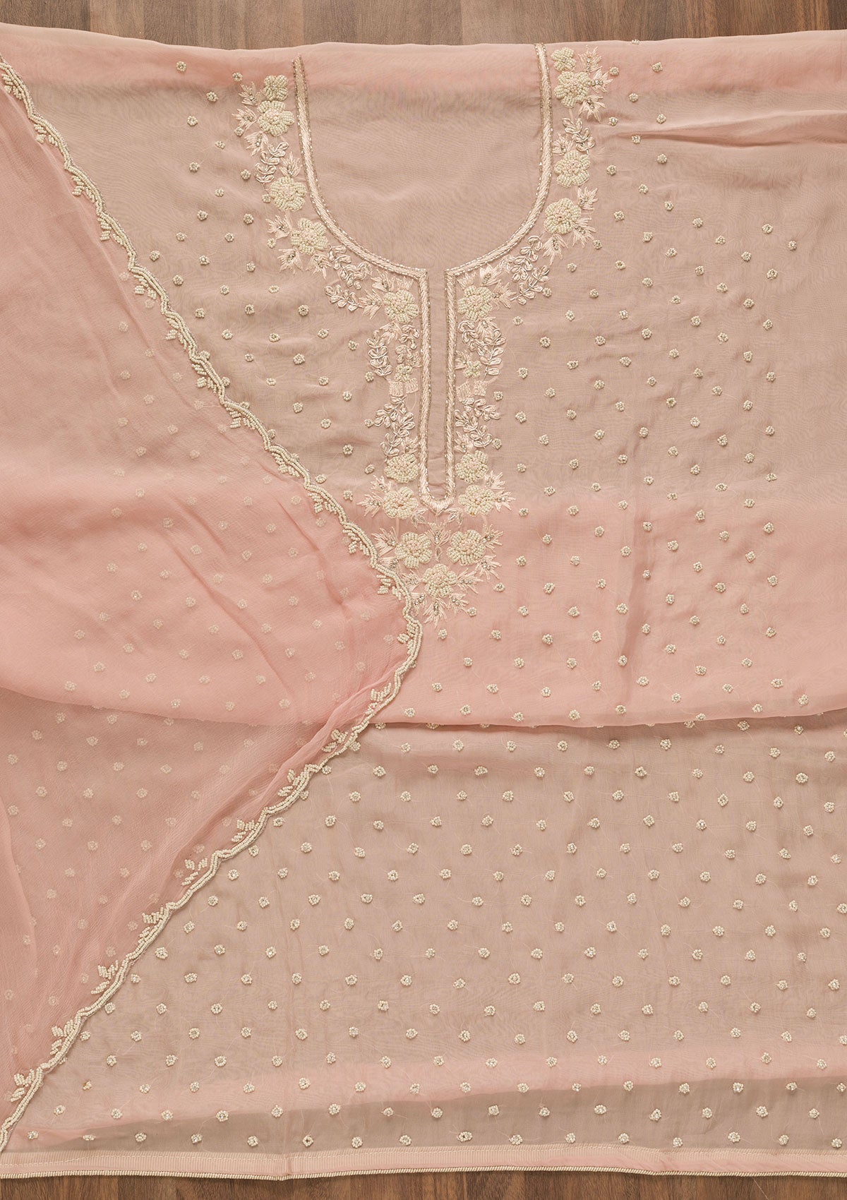 Baby Pink Cutdana Tissue Unstitched Salwar Suit