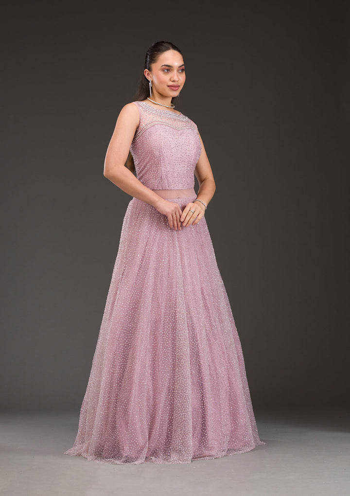 Baby Pink Glitter Net Gown