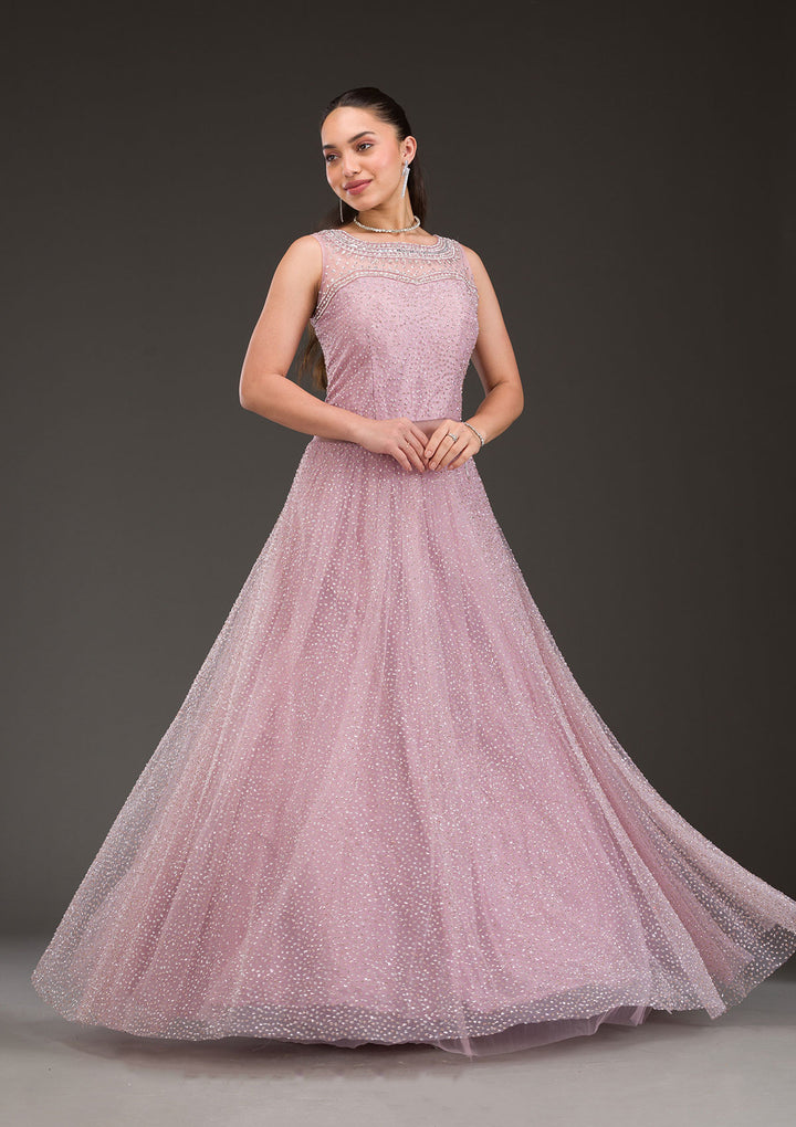 Baby Pink Glitter Net Gown