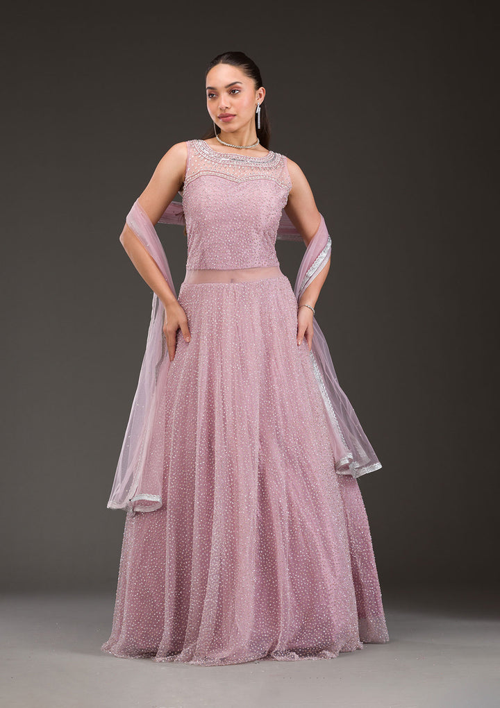 Baby Pink Glitter Net Gown