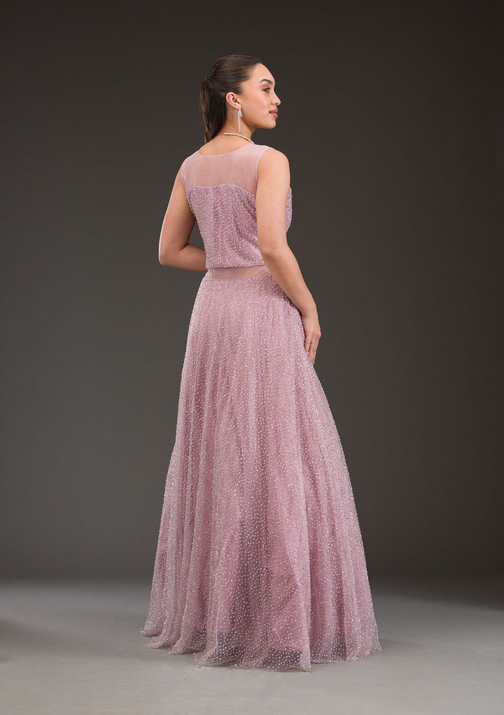 Baby Pink Glitter Net Gown