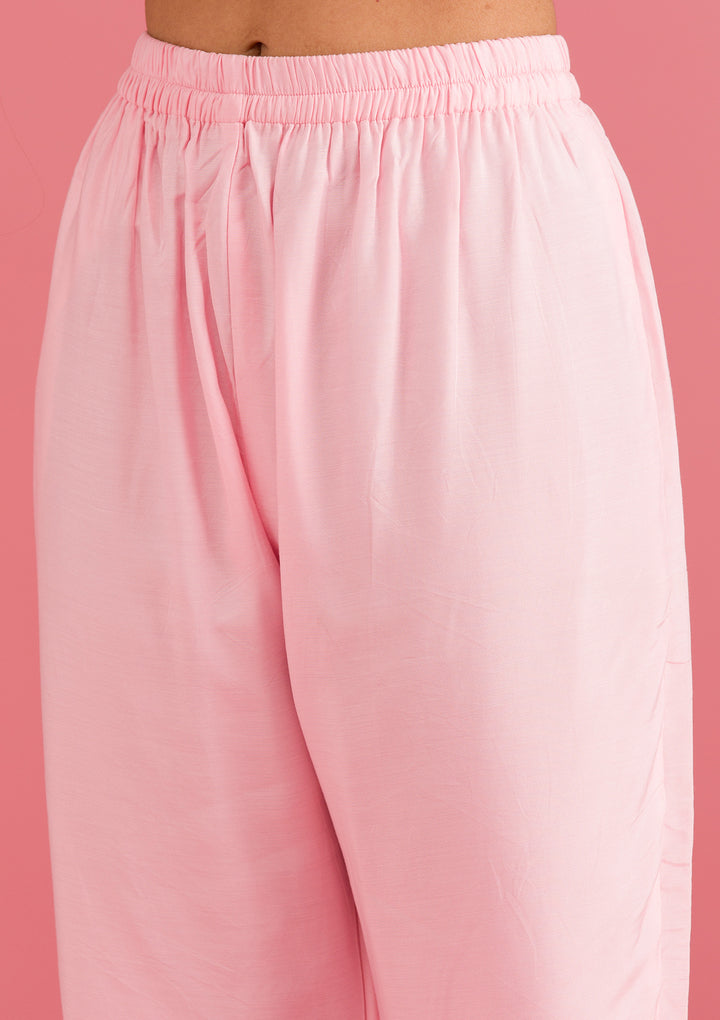 Baby Pink Gotapatti Semi Crepe Readymade Salwar Suit