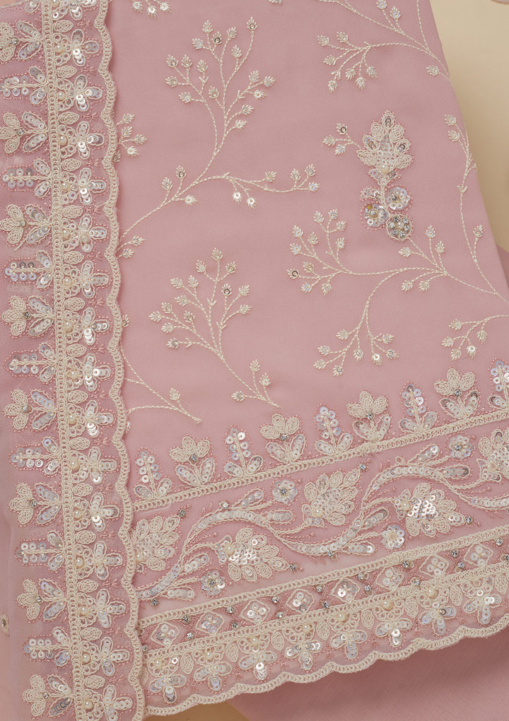 Baby Pink Sequins Georgette Unstitched Salwar Suit