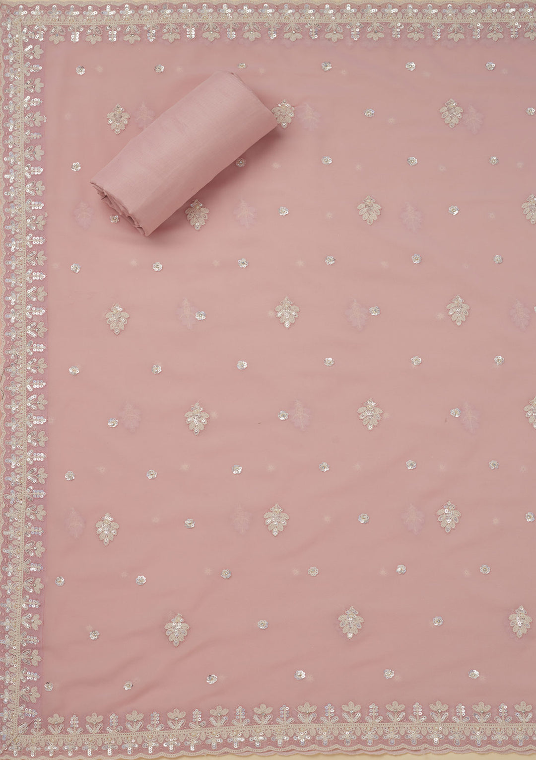 Baby Pink Sequins Georgette Unstitched Salwar Suit