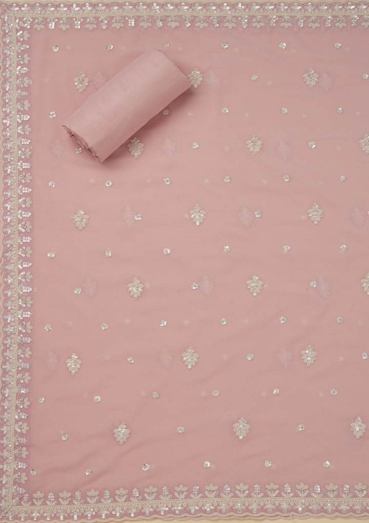 Baby Pink Sequins Georgette Unstitched Salwar Suit