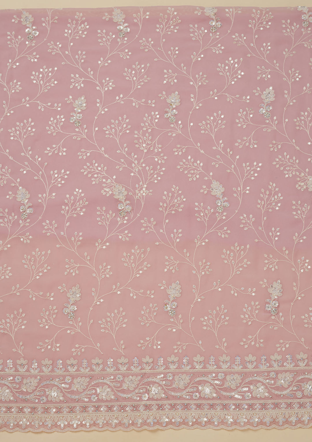 Baby Pink Sequins Georgette Unstitched Salwar Suit