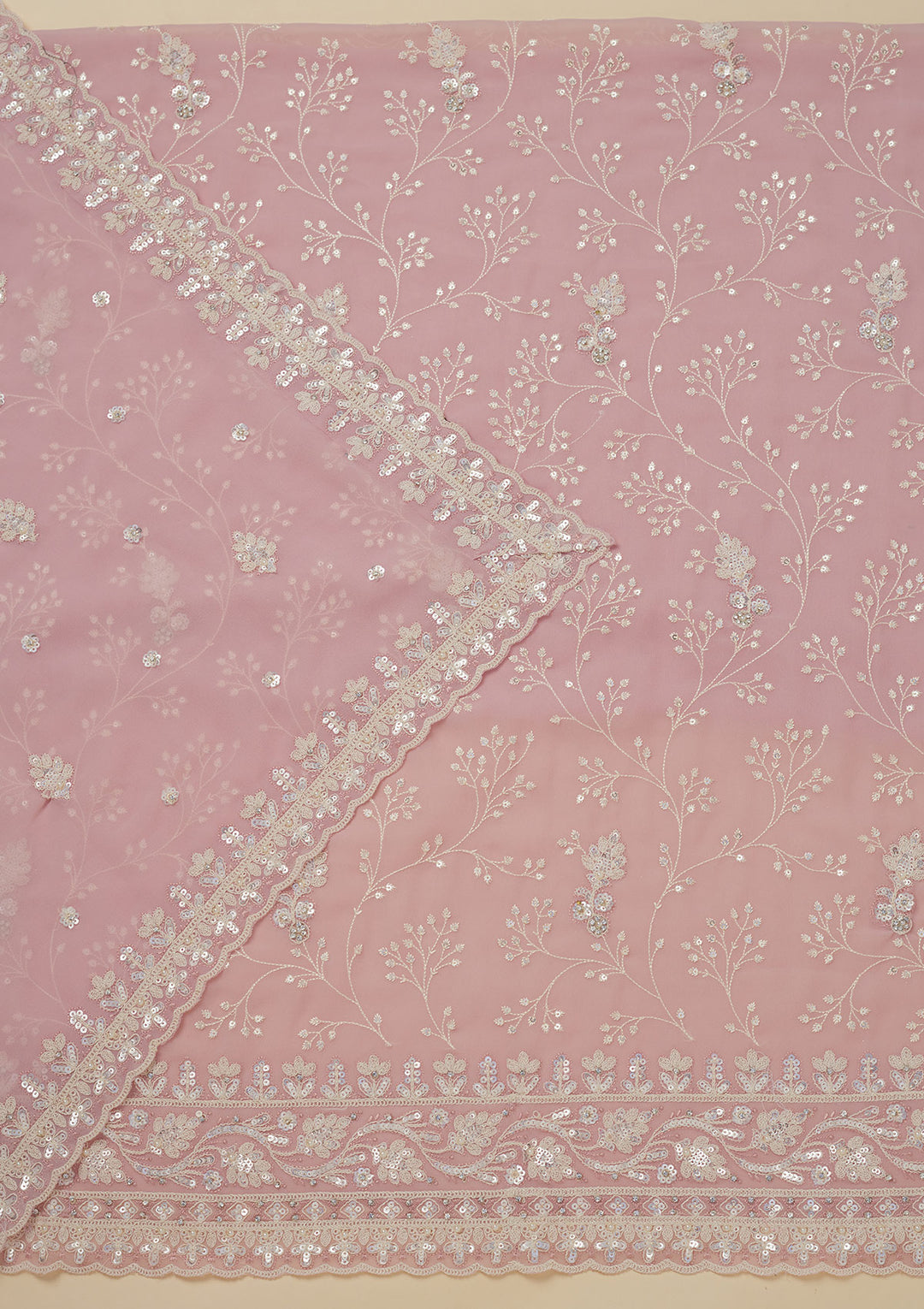 Baby Pink Sequins Georgette Unstitched Salwar Suit