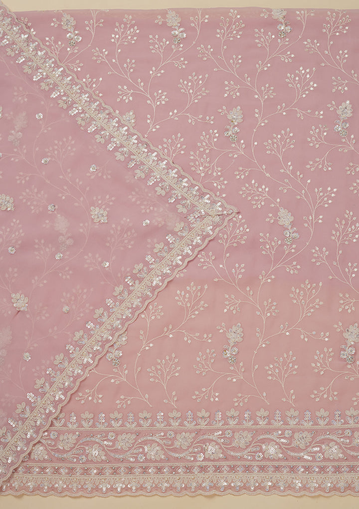 Baby Pink Sequins Georgette Unstitched Salwar Suit