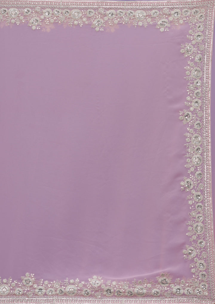 Baby Pink Sequins Georgette Designer Saree