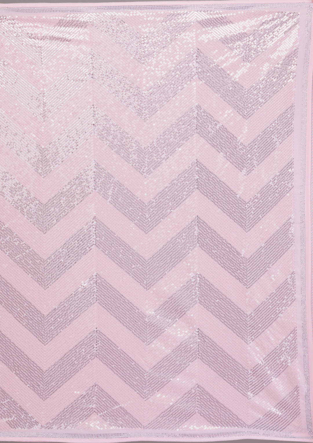 Baby Pink Sequins Georgette Saree