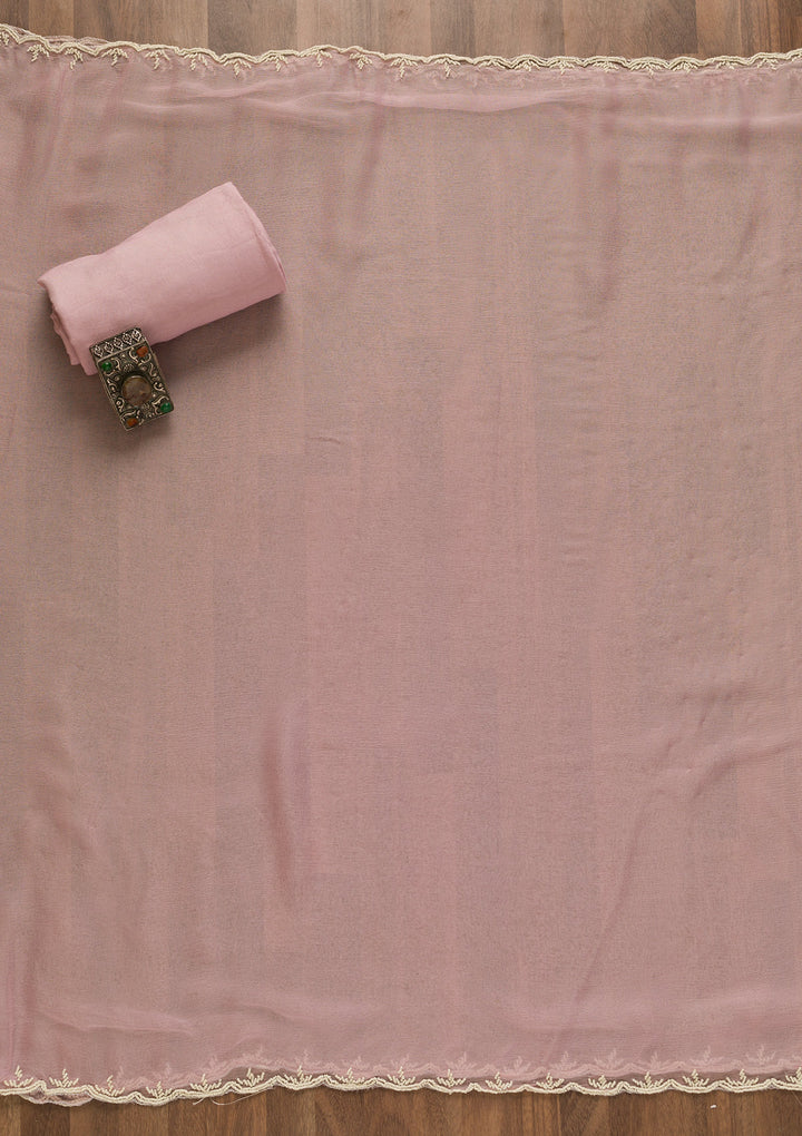 Baby Pink Sequins Organza Unstitched Salwar Suit