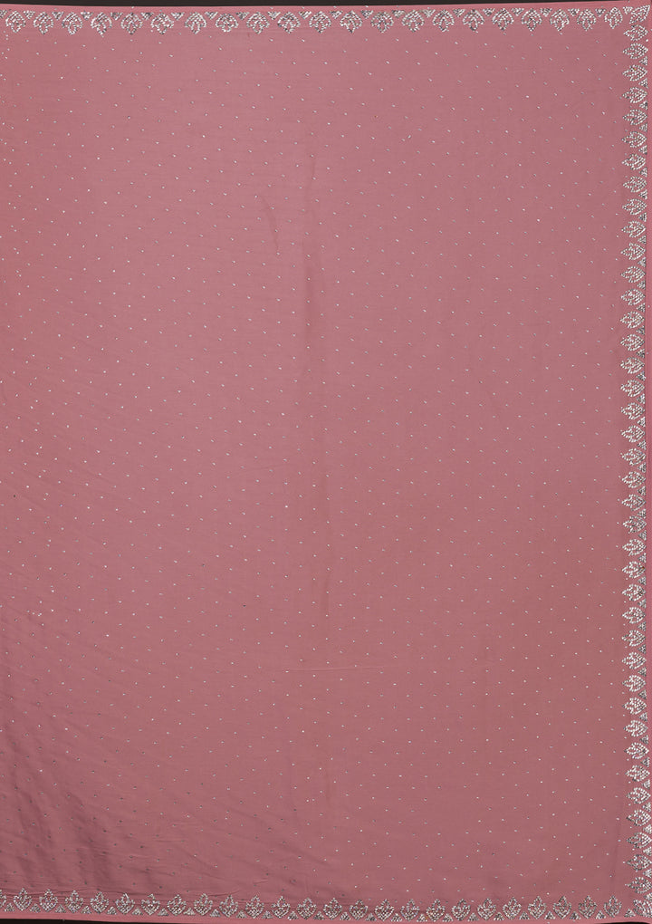 Baby Pink Stonework Satin Saree