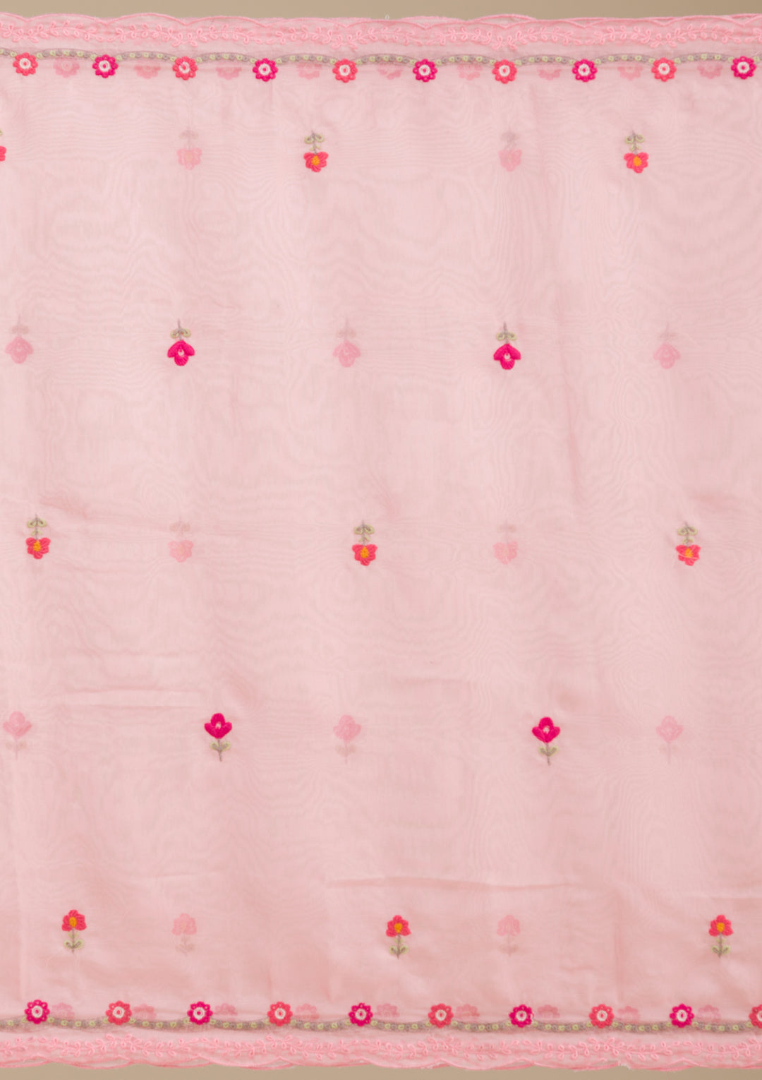 Baby Pink Threadwork Chiffon Readymade Salwar Suit