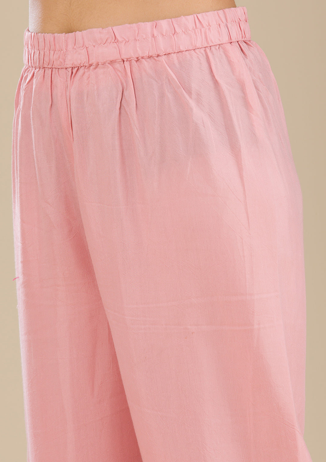 Baby Pink Threadwork Chiffon Readymade Salwar Suit