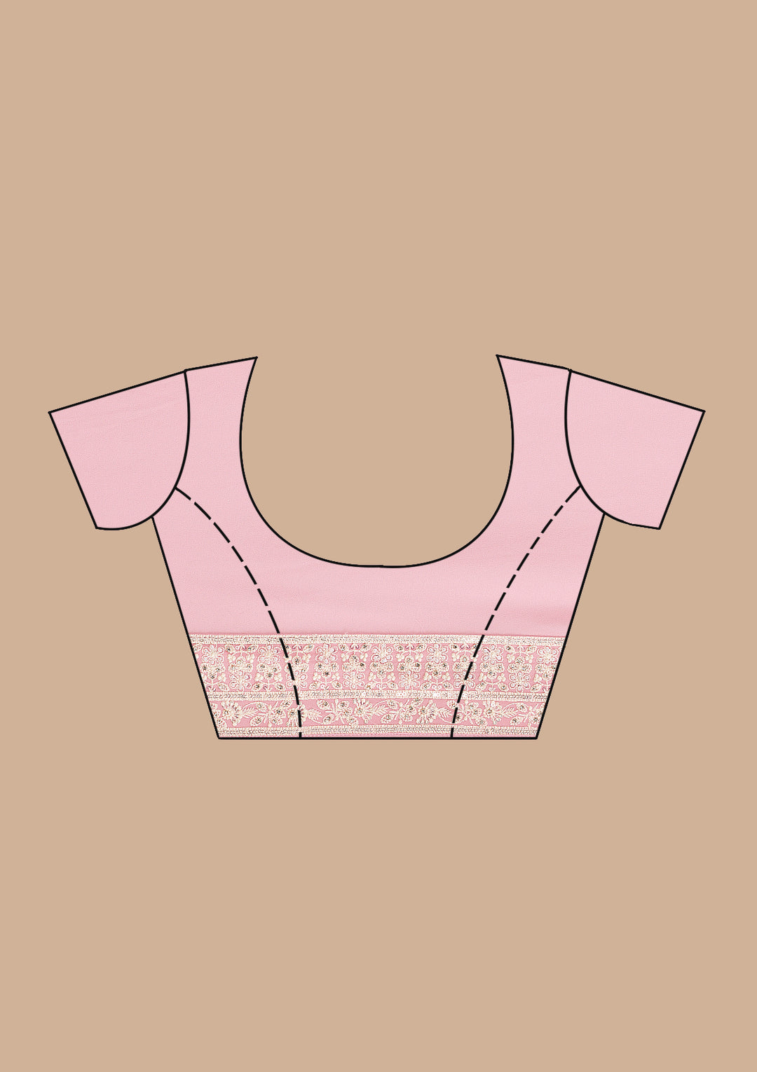Baby Pink Threadwork Georgette Saree